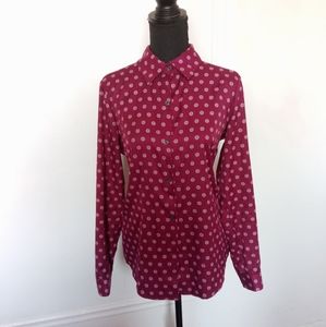 Jones New York Button Down Medallion Print Blouse